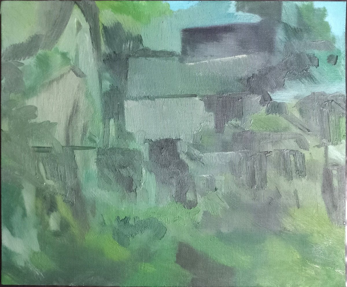 Impressionistic Cityscapes Oil Painting By Adam Grose Ma Pgce, 12 X 9, Walk Around Croyde, Original Artwork