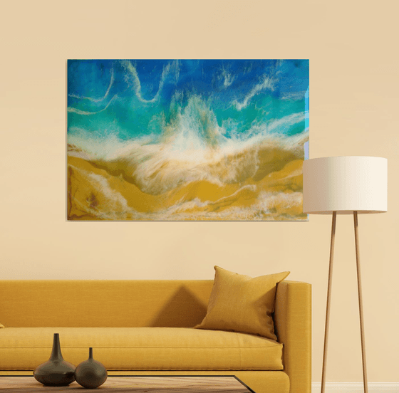 "Turquoise Sea"  Resin Large painting