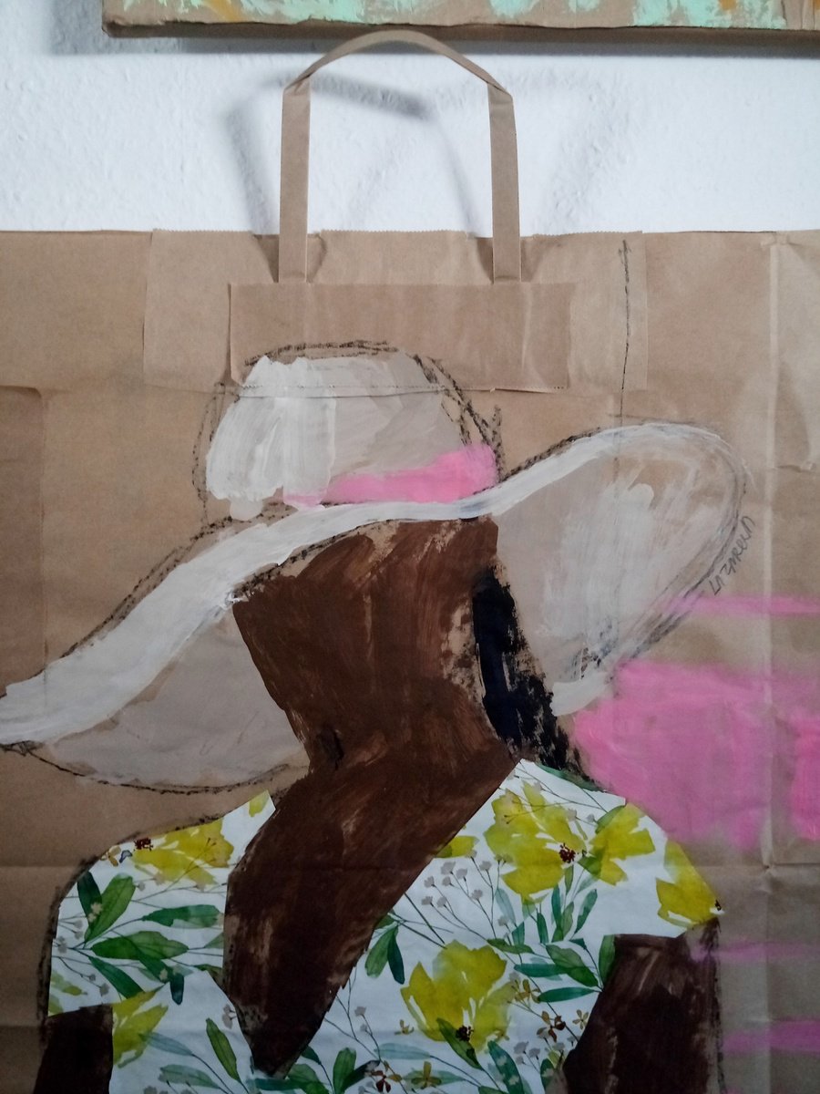 Naive Portrait Acrylic Painting By Valerie Lazareva, 22 X 34", #53/24 Summer Woman, Original Artwork