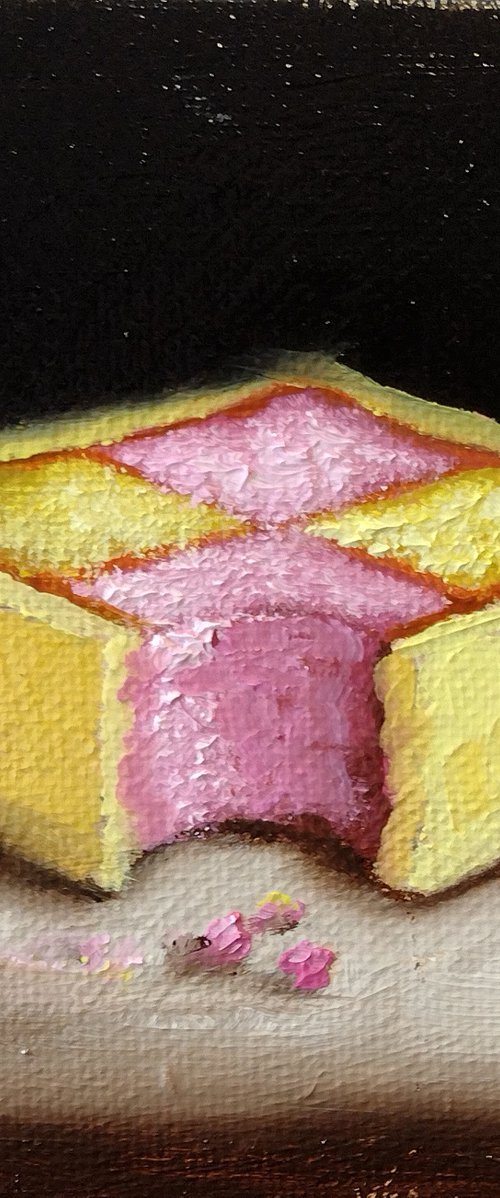 Little Battenberg  Cake still life by Jane Palmer Art