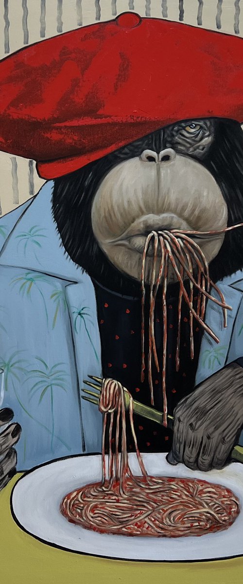 Boss enjoying his spaghetti by Ta Byrne
