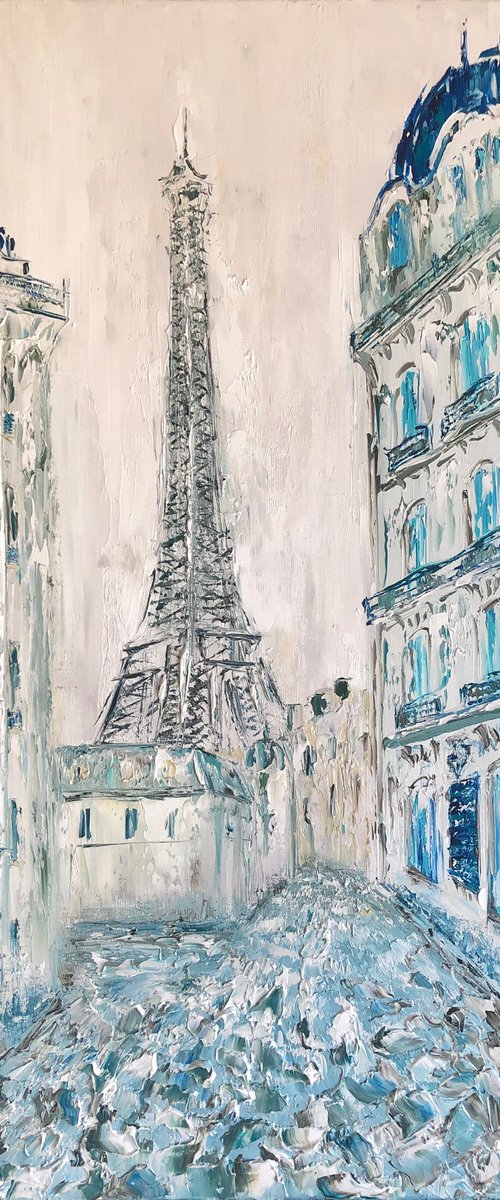 OLD PARIS - Eiffel Tower. Blue gamma. Old town. Perspective. Paris. Street. Urban landscape. Views of Paris. Romance. Europe. by Marina Skromova