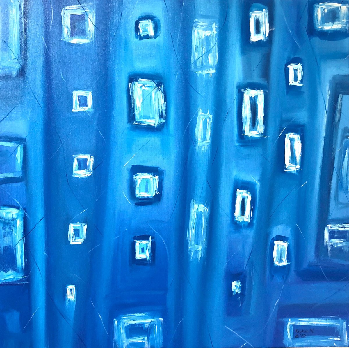 -?Blue Meditation-, blue minimalism abstraction sea, water, sky by Nataliia Krykun