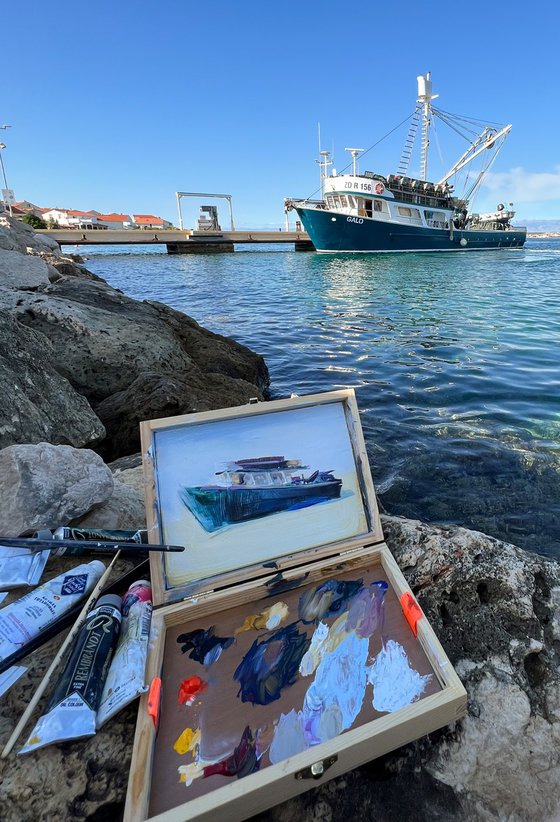 Fishing boat Plein Air painting