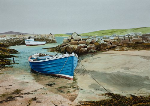 Boats at Eoligarry, Barra by John Kerr