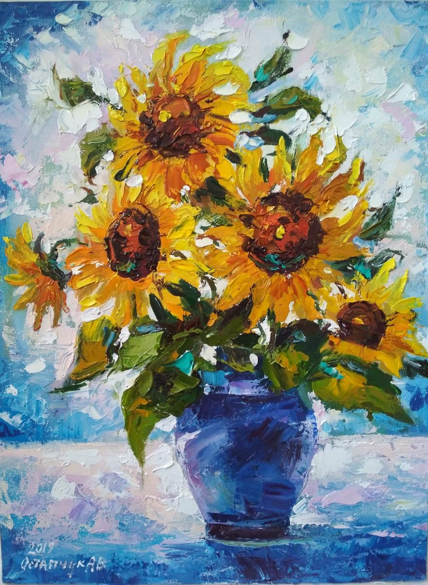 Still life wth sunflowers. Oil painting by Andrej Ostapchuk | Artfinder