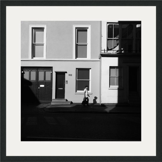 Window Shades - Street Photography Print, 21x21 Inches, Framed