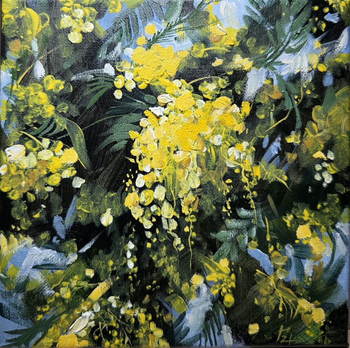 Mimosa Triptych By Olena Hromova, 8 X 8, Artwork For Sale On Artfinder