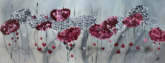 Hydrangea II - Abstract acrylic painting, Abstract Flowers