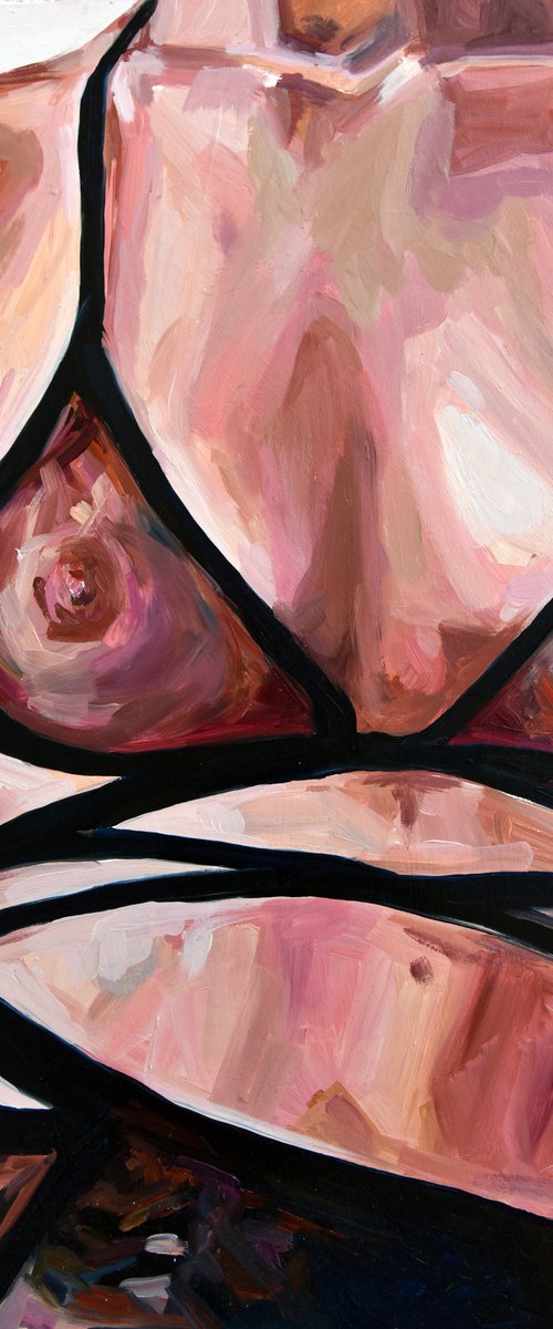 BODY - oil painting on board body underwear nude woman erotic art home decor realism by Sasha Robinson