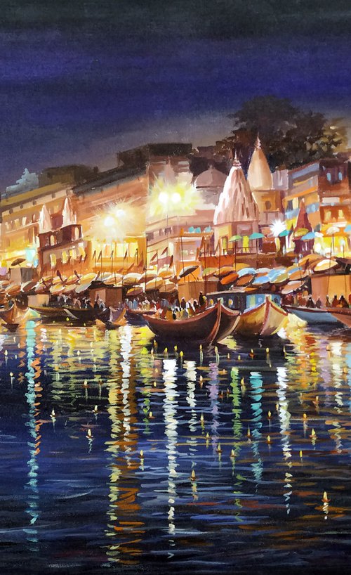 Varanasi at Night IV by Samiran Sarkar