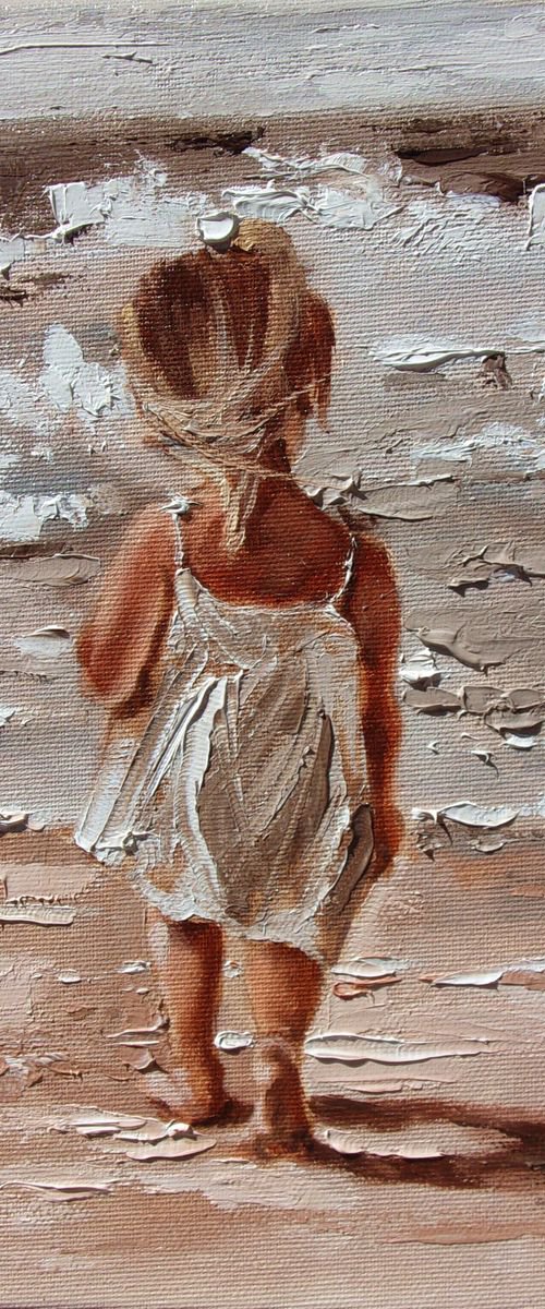 " SUNNY DAY  " SEA original painting palette knife GIFT ANGEL MODERN URBAN ART OFFICE ART DECOR HOME DECOR GIFT IDEA by Monika Luniak