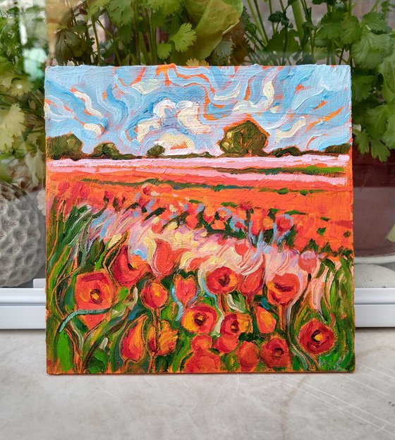 Red Tulips - Miniature Landscape