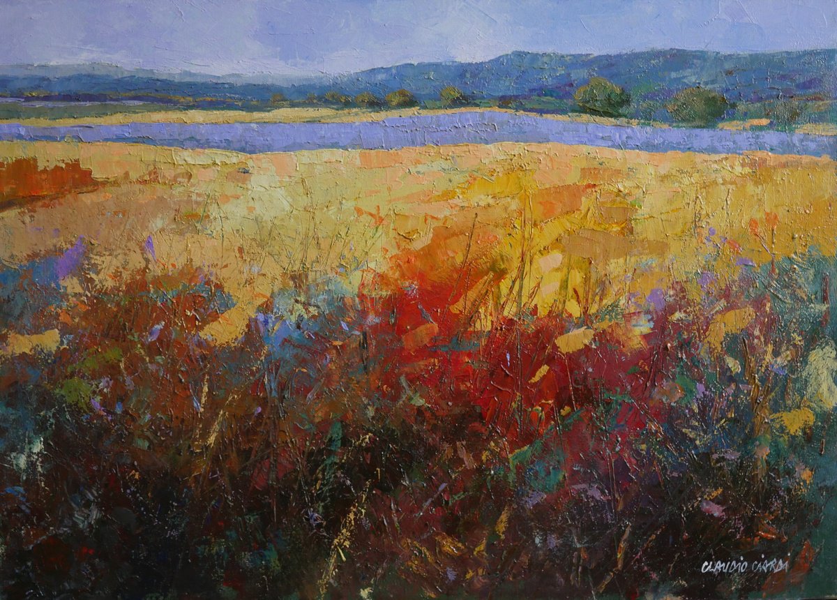 Impressionistic Landscape Acrylic Painting By Claudio Ciardi, 28 X 20, Landscape, Original Artwork