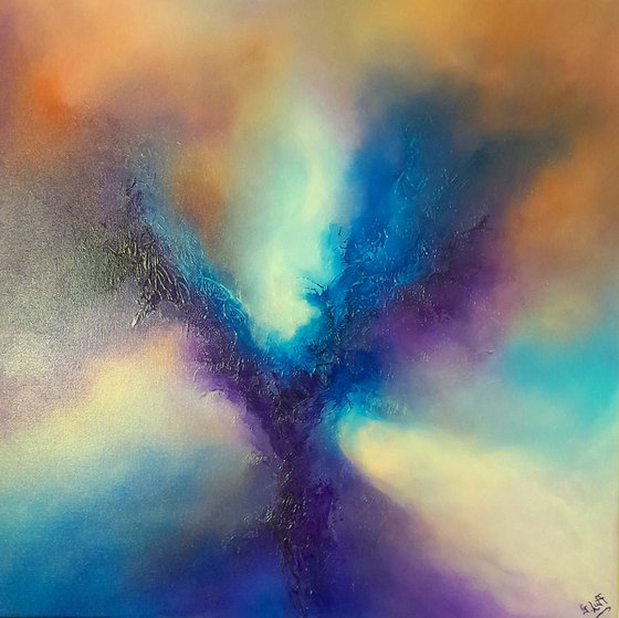 BUTTERFLY NEBULA (Abstract/Expressionism Oil Painting, Deep Edge, 60cm X 60cm)