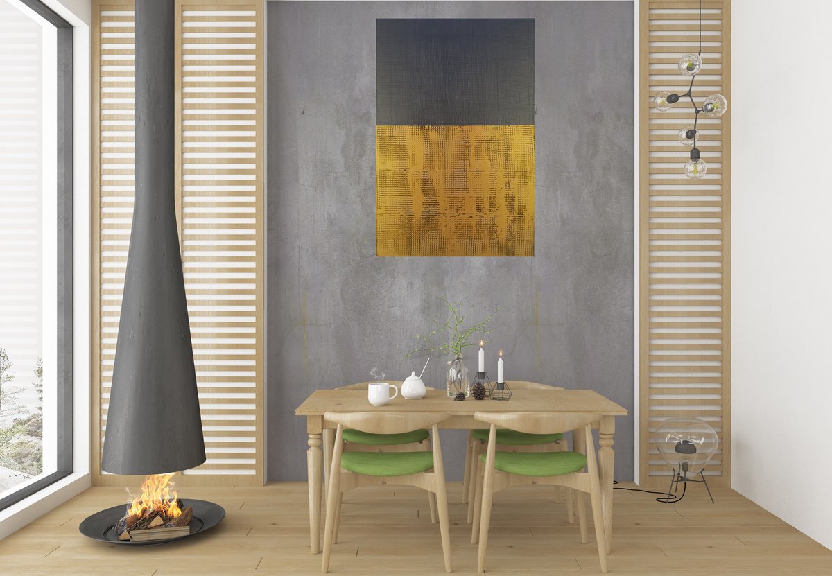 In good and bad times - golden and black abstract painting by Ivana Olbricht