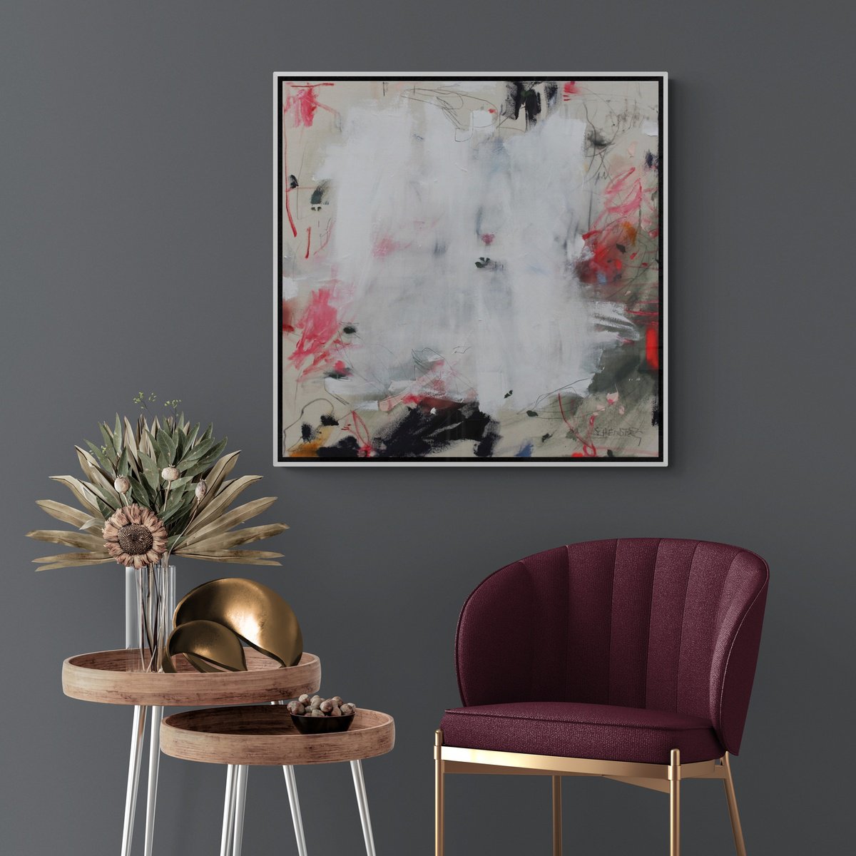 Expressive Abstract Acrylic Painting By Daniela Schweinsberg, 31 X 31, You Say That You See Me, Original Artwork