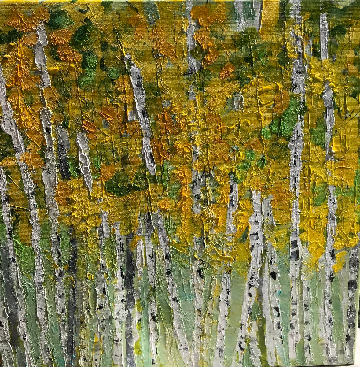 Expressive Landscape Acrylic Painting By Matilda Simona Teodorescu, 20 X 20", Thrill, Original Artwork