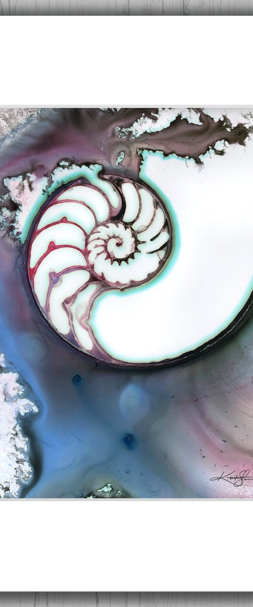 Secrets From The Deep 11 -  Mixed Media Nautilus Shell Painting by Kathy Morton Stanion by Kathy Morton Stanion