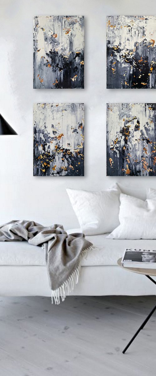 Abstract Painting / Set of 4 / Abstract S2302 by Alex Senchenko