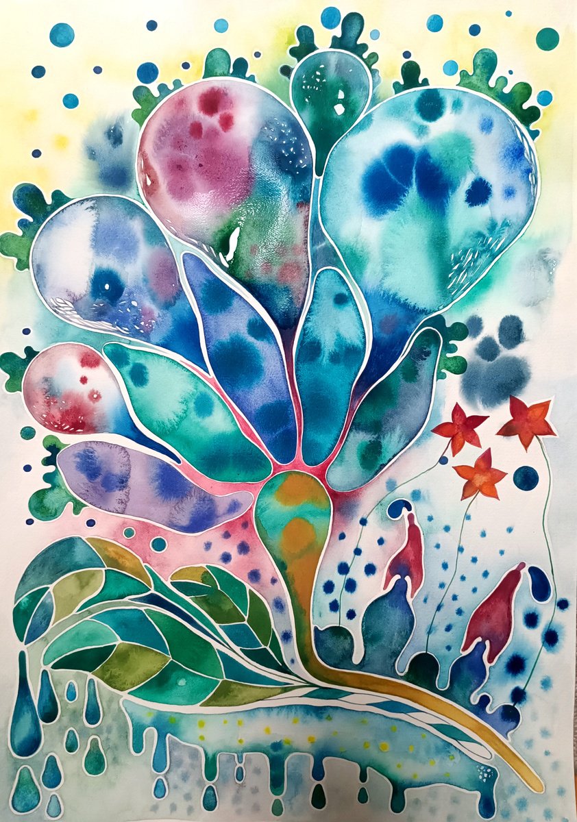 Organic Abstract Watercolour By Ilaria Finetti, 14 X 20, Spring 2, Original Artwork
