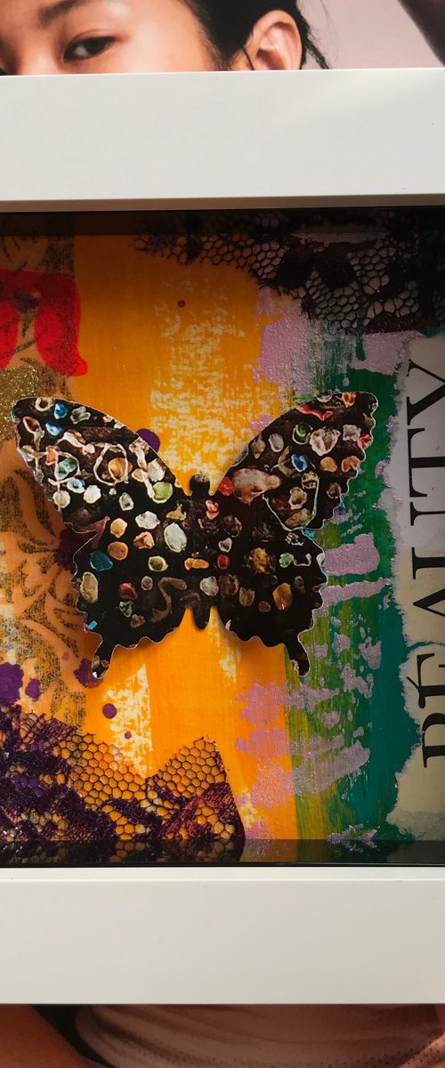 Mini Beauty  No14 - Abstract Butterfly in Box by Hernan Reinoso