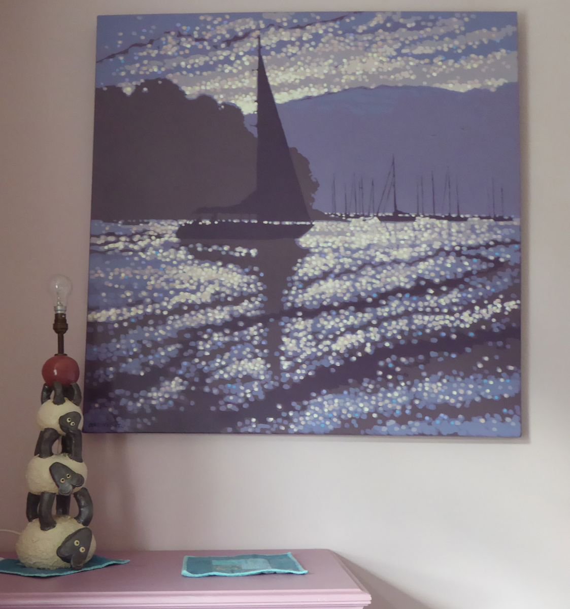 Impressionistic Landscape Acrylic Painting By Gordon Hunt, 39 X 39, Dawn Departure, Original Artwork