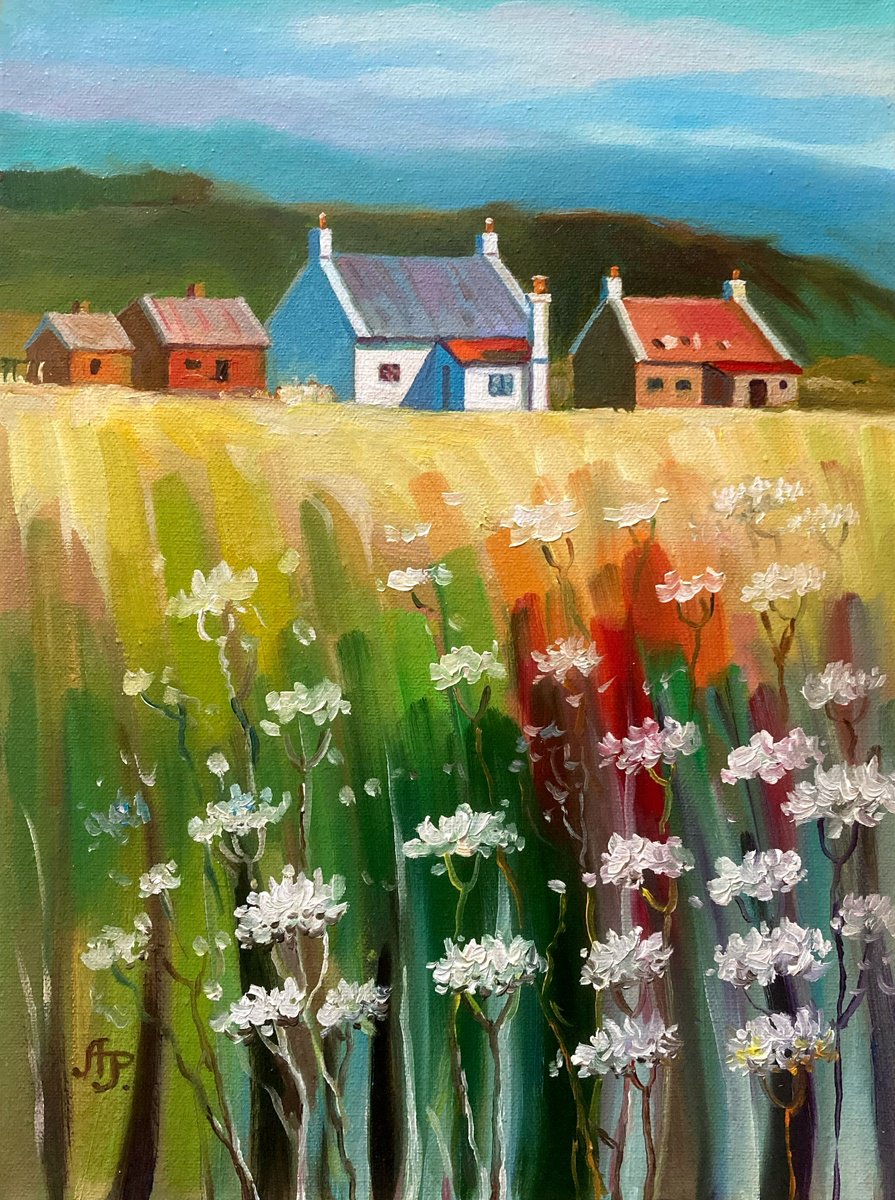 Impressionistic Landscape Oil Painting By Olexandr Romanenko, 12 X 16", Warm Day, Original Artwork