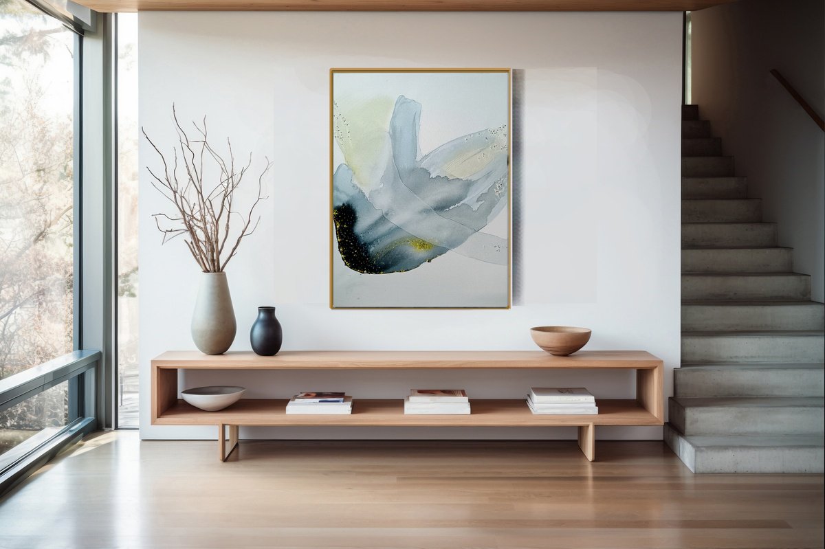 Geometric Abstract Acrylic Painting By Vishalandra Dakur, 23 X 30", Radiant Ocean 4, Original Artwork