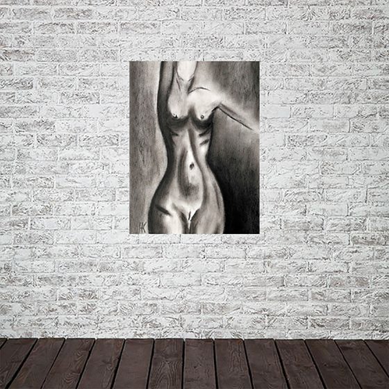 Sketch woman nude 3 charcoal drawing black monochrome artwork