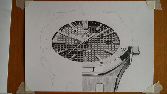 Audemars Piguet Royal Oak Pencil drawing by Fabrizio Boldrini