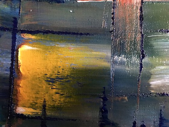 "Passing In The Night" - Original PMS Oil Painting On Canvas - 36" x 18"