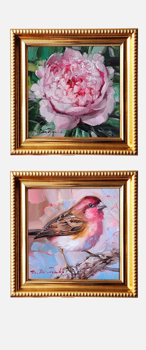 Finch Peony by Nataly Derevyanko