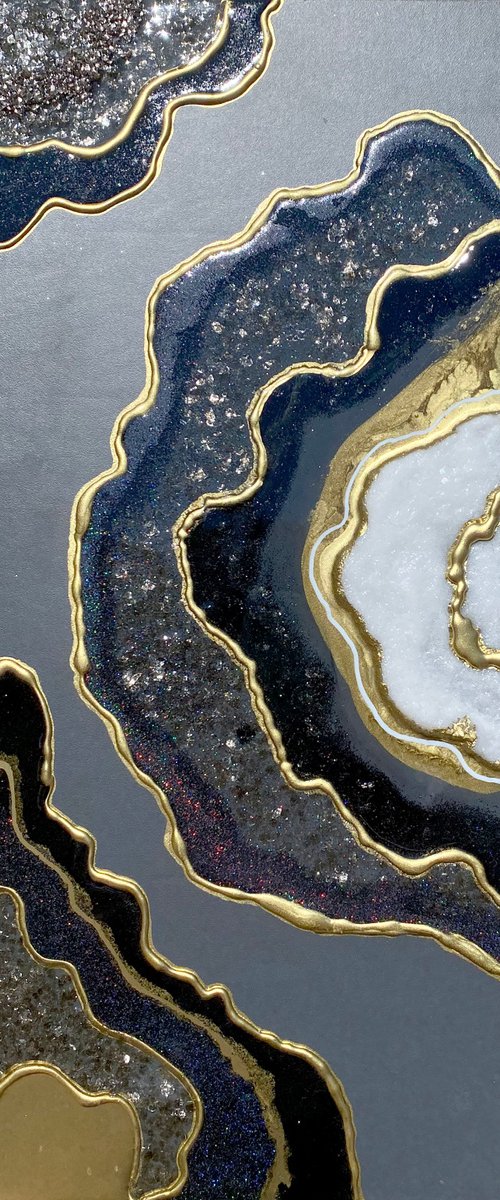Marble Art. Gold, White, Black by Alexandra Dobreikin
