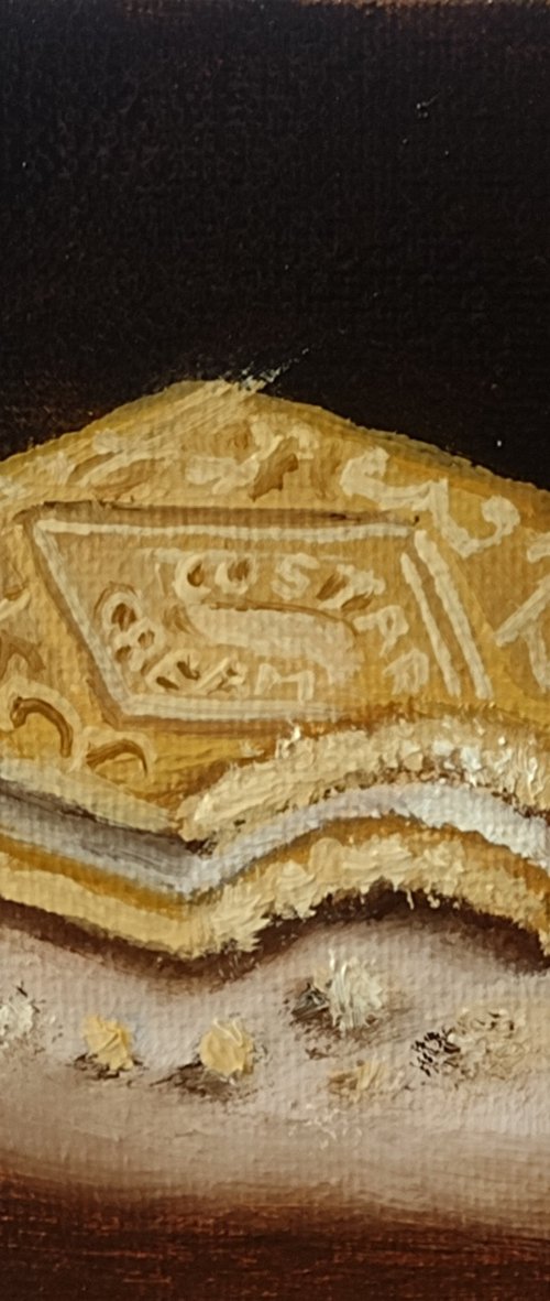 Little Custard Cream biscuit still life by Jane Palmer Art