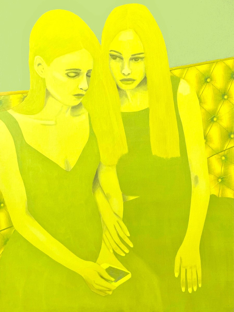 Urban And Pop Portrait Acrylic Painting By Wencke Uhl, 24 X 31", Favorite Tune, Original Artwork