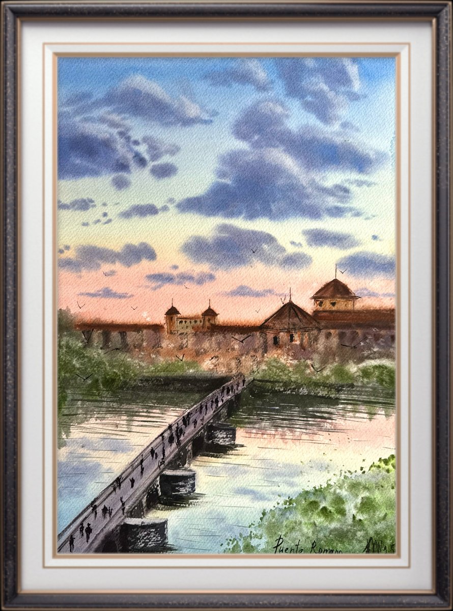 Impressionistic Watercolour , Cordoba Bridge Spain Andalusia By Yuliia Sharapova, 20 X 28, Artwork For Sale On Artfinder