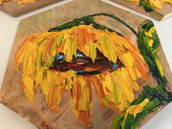 Triptiek Yellow Sunflower