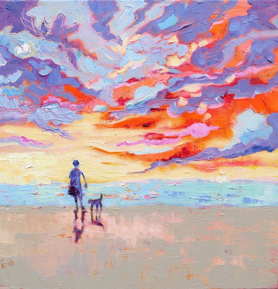 Girl and Dog on the Beach