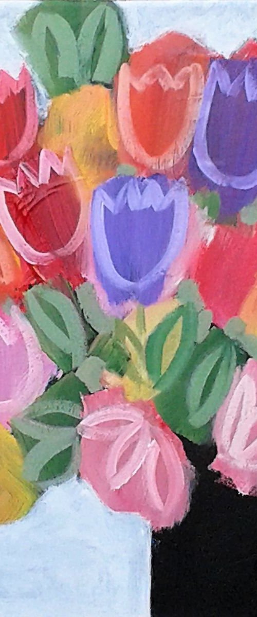 Tulips and a Rose by Jan Rippingham