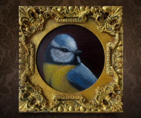 Blue Tit Bird art in frame