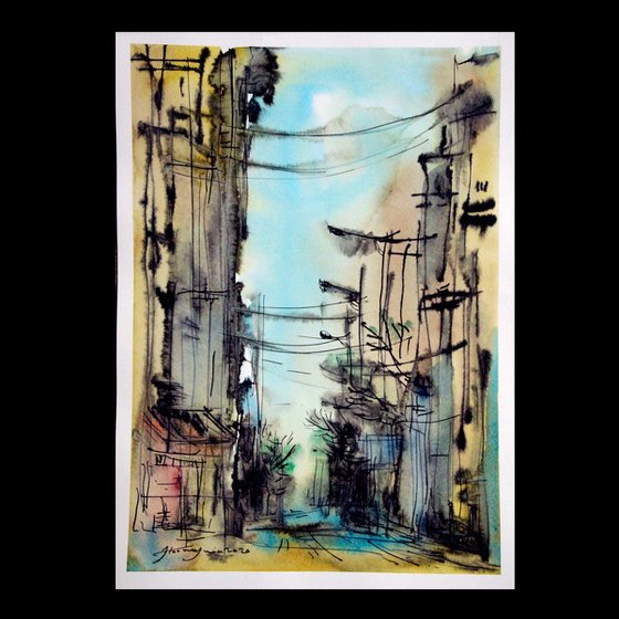 Alleys(4), Watercolor on paper, 25x 35 cm