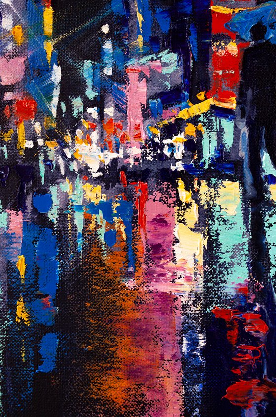 Abstract cityscape .A walk in the night city