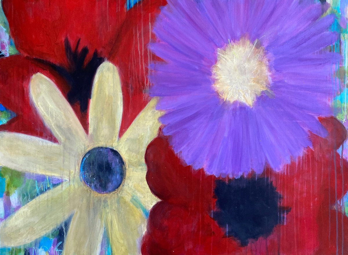 Expressive Botanical Painting By Kate Marion Lapierre, 40 X 30", Efflorescence, Original Artwork