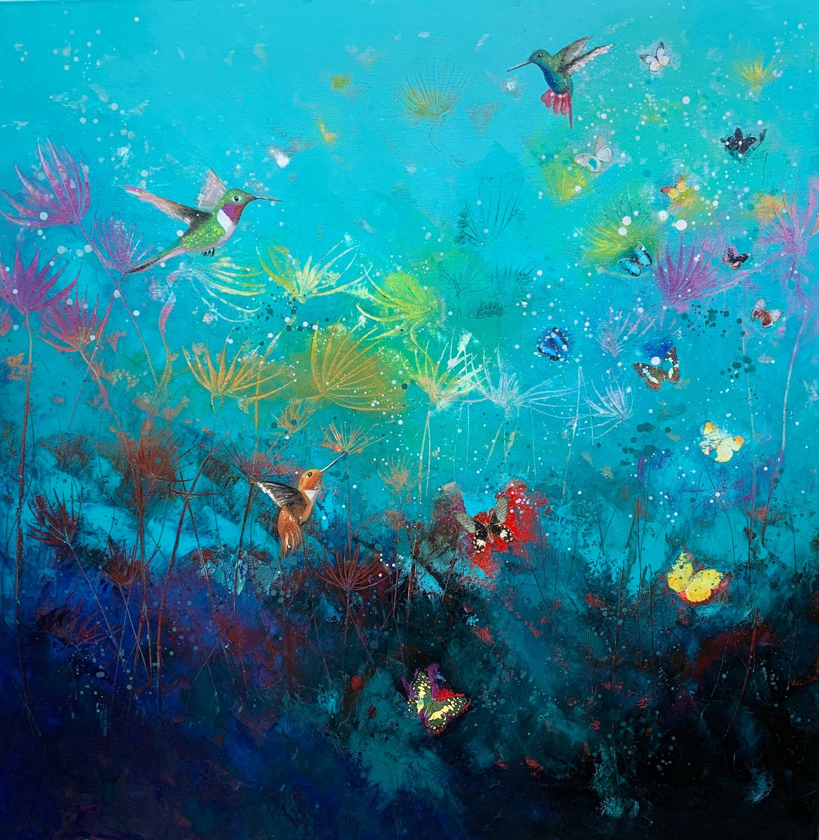 Hummingbirds And Butterflies by Laure Bury