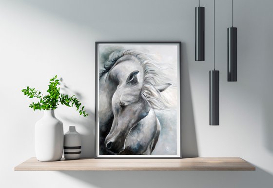 Spirit Horse White Horse Painting Dappled Horse Pet Portrait Horse Drawing