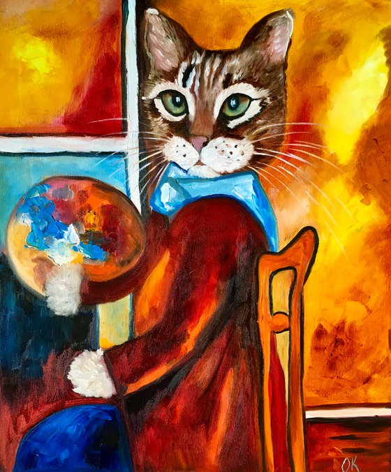 Troy The Cat #3 artist inspired by self-portrait of Amedeo Clemente Modigliani