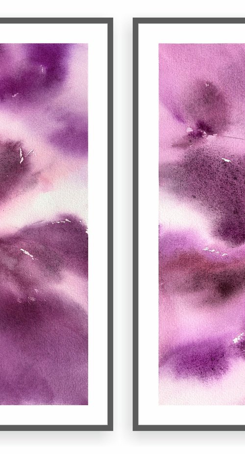 Poppy flowers diptych by Olga Grigo