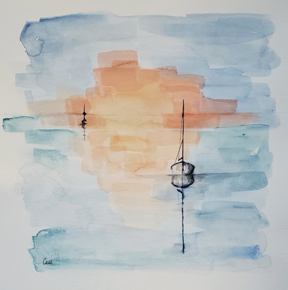 Sail at Sunset II - Seascape - Sailing - Ocean - Sailboat