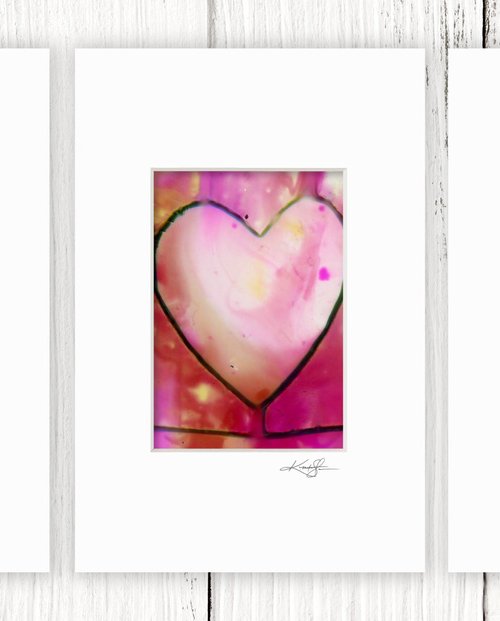 Heart Collection 29 - 3 Small Matted paintings by Kathy Morton Stanion by Kathy Morton Stanion